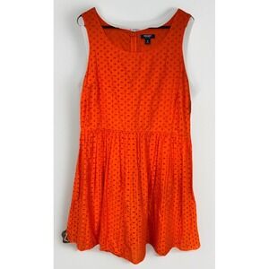 Old Navy Eyelet Sundress Size 16 Orange Sleeveless Round Neck Zipper Lined Flare